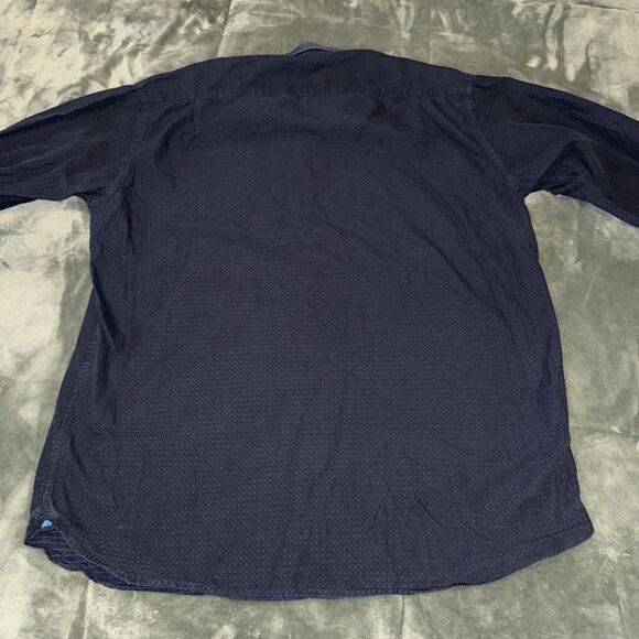 Visconti Shirt Men's XL Navy Blue Cotton Long Sleeve Casual Classic Button Up - Picture 7 of 7